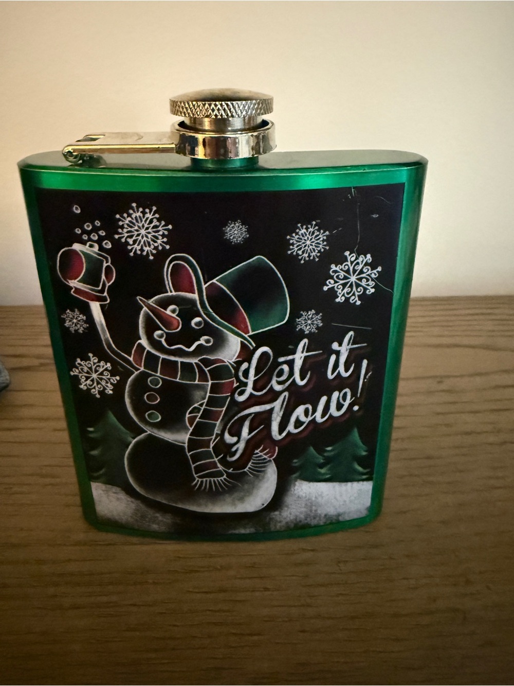 Drinking flask Let it Snow with a snowman perfect for fall into winter football